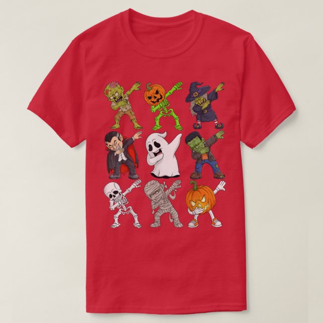 Dabbing Halloween Skeleton Zombie Scary Pumpkin Va T-Shirt (Design Front)