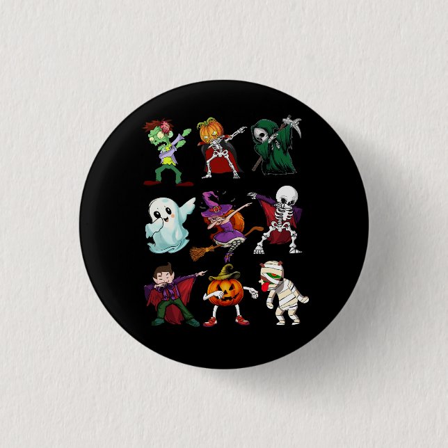 Dabbing Halloween Witch Skeleton Zombie Scary Pump Button (Front)