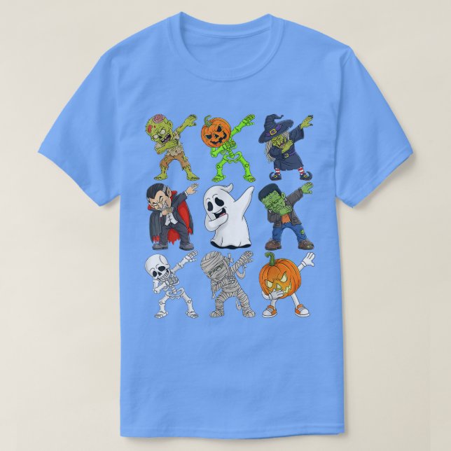 Dabbing Halloween Zombie Skeleton Scary Pumpkin Va T-Shirt (Design Front)