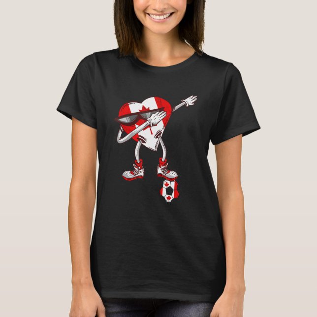 Dabbing Heart Canadian Roots Canada Canadian Socce T-Shirt (Front)