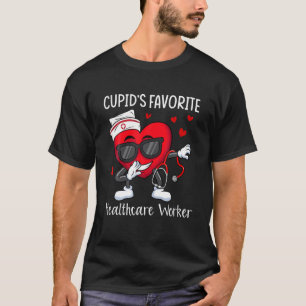 Dabbing Heart Cupid's Favorite Healthcare Worker V T-Shirt