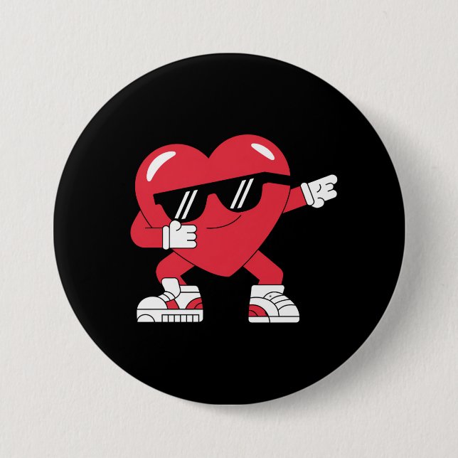 Dabbing Heart Funny Gifts Valentines Day Button (Front)