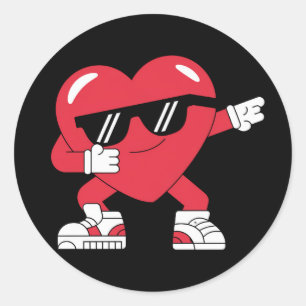 Dabbing Heart Funny Gifts Valentines Day Classic Round Sticker
