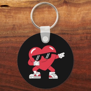 Dabbing Heart Funny Gifts Valentines Day Keychain