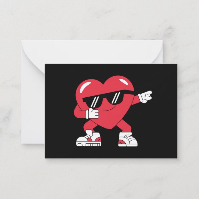 Dabbing Heart Funny Gifts Valentines Day Note Card (Front)