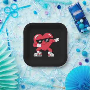 Dabbing Heart Funny Gifts Valentines Day Paper Plates