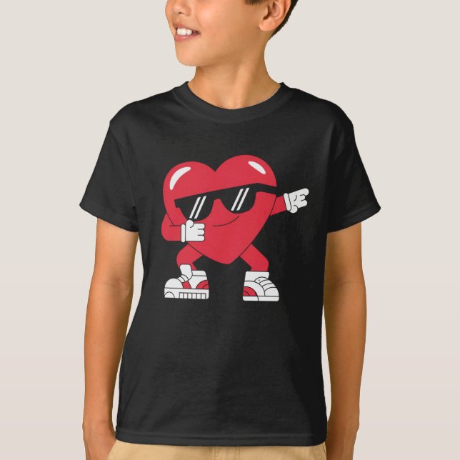 Dabbing Heart Funny Gifts Valentines Day T-Shirt (Front)