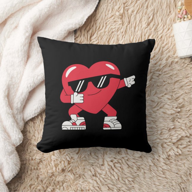 Dabbing Heart Funny Gifts Valentines Day Throw Pillow (Blanket)