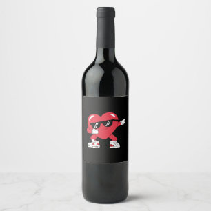 Dabbing Heart Funny Gifts Valentines Day Wine Label