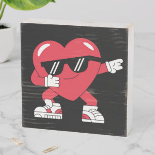 Dabbing Heart Funny Gifts Valentines Day Wooden Box Sign