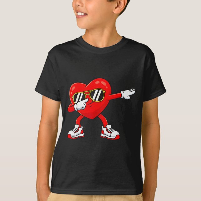 Dabbing Heart Funny Toddler Girls Kids Boys Valent T-Shirt (Front)