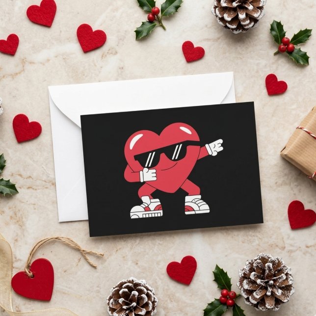 Dabbing Heart Funny Valentine Love Design Note Card (Creator Uploaded)