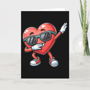 Dabbing Heart Funny Valentine's Day Dab Dance Kids Card