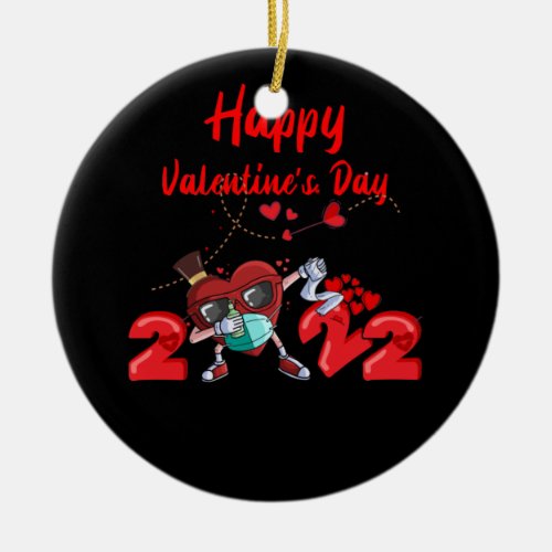 Dabbing Heart In A Mask Happy Valentines Day 2022 Ceramic Ornament