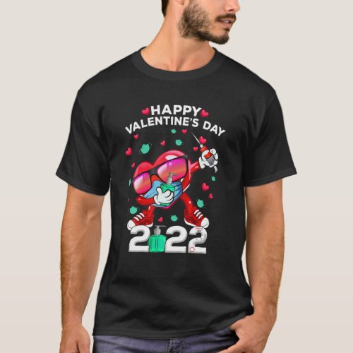 Dabbing Heart In A Mask Happy Valentines Day 2022 T_Shirt