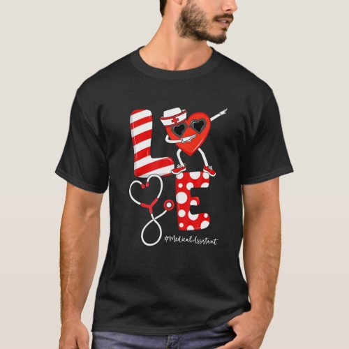 Dabbing Heart Medical Assistant Stethoscope Valent T_Shirt