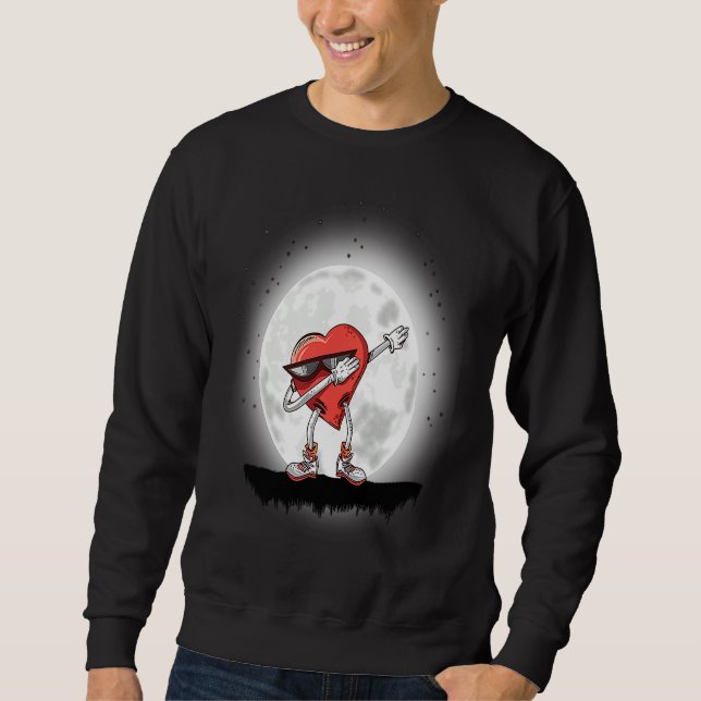 Dabbing Heart Men women Boys Valentines Day Sweatshirt (Front)