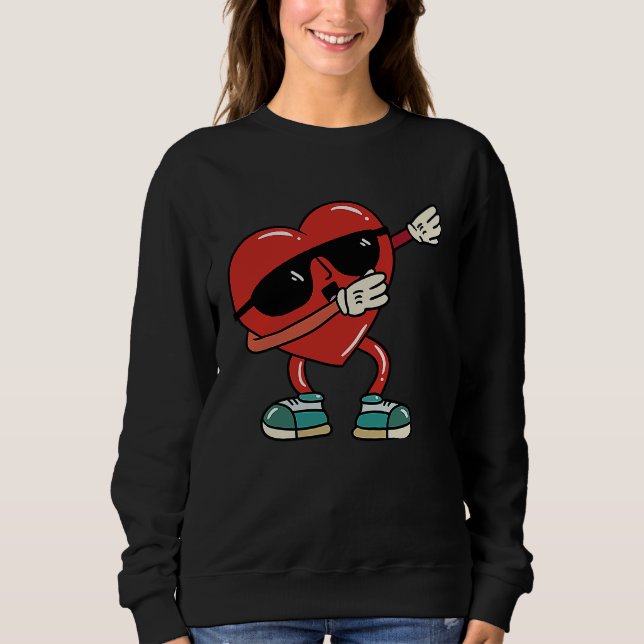 Dabbing Heart   Mens Kids Boys Valentines Day Sweatshirt (Front)