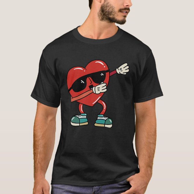 Dabbing Heart   Mens Kids Boys Valentines Day T-Shirt (Front)