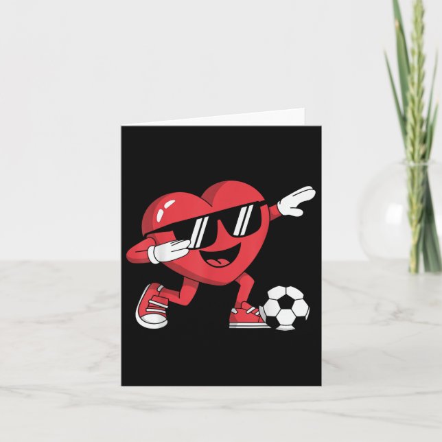 Dabbing Heart Player Soccer Valentines Day Boys Gi Card (Front)