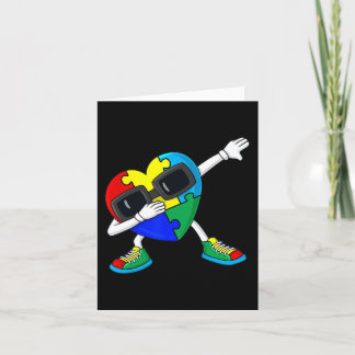 Dabbing Heart Puzzle Pieces Autism Dab Boys Girls  Card