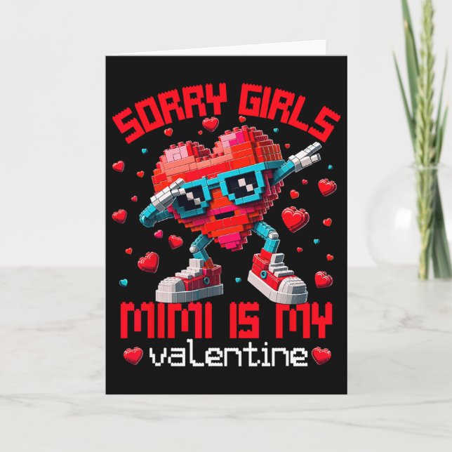Dabbing Heart Sorry Girls Mimi Valentine Building  Card (Front)