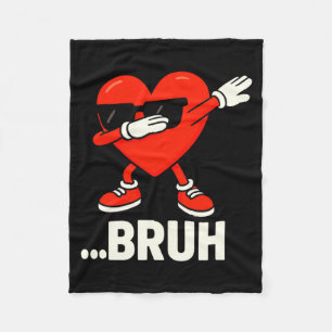 Dabbing Heart Sungles Bruh Meme Funny Valentine  Fleece Blanket