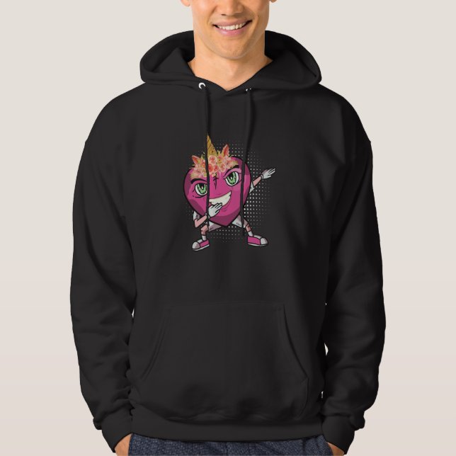 Dabbing Heart Unicorn flower crown smile love Vale Hoodie (Front)