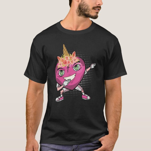 Dabbing Heart Unicorn flower crown smile love Vale T-Shirt (Front)