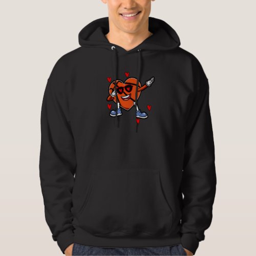 Dabbing Heart Valentines Day Kids Basketball Boys  Hoodie