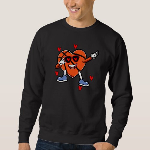 Dabbing Heart Valentines Day Kids Basketball Boys  Sweatshirt