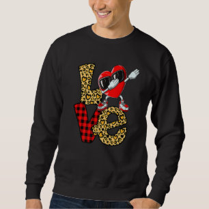 Dabbing Heart Valentines Love Leopard Plaid Couple Sweatshirt