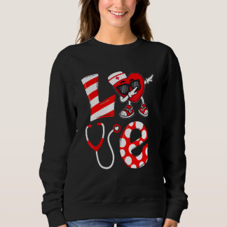 Dabbing Heart With Nurse Hat Valentine's Day Nurse Sweatshirt