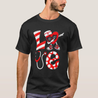 Dabbing Heart With Nurse Hat Valentine's Day Nurse T-Shirt
