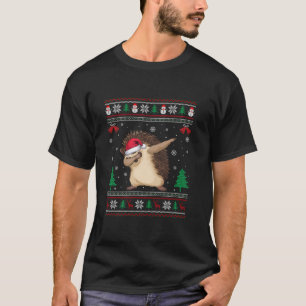 Dabbing Hedgehog Santa Hat Boys Girls Kids Christm T-Shirt