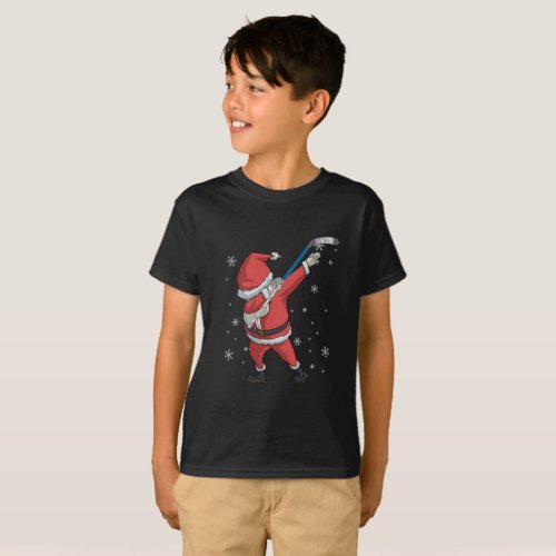 Dabbing Hockey Santa Claus Christmas Gift T_Shirt