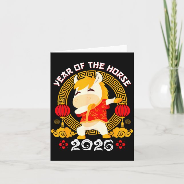 Dabbing Horse Chinese New Year Of The Horse2026  Card (Front)