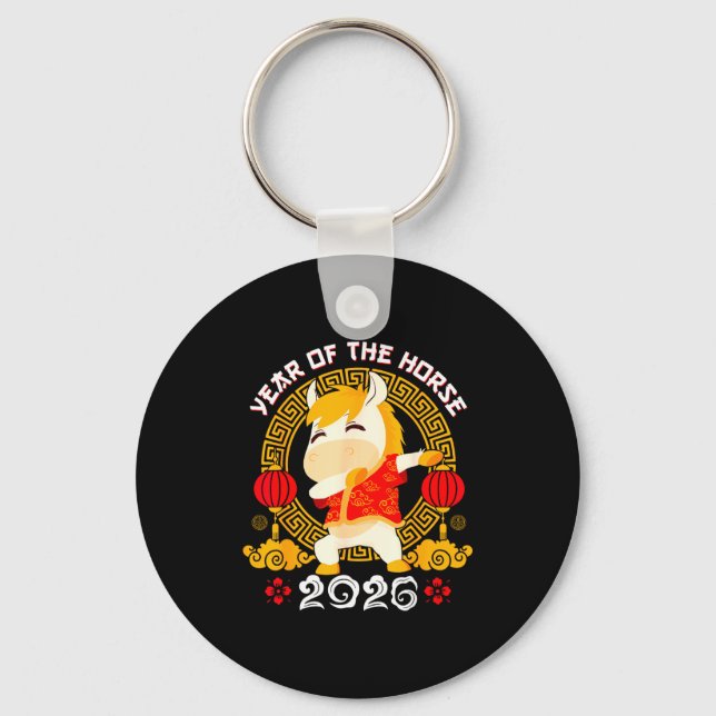 Dabbing Horse Chinese New Year Of The Horse2026  Keychain (Front)