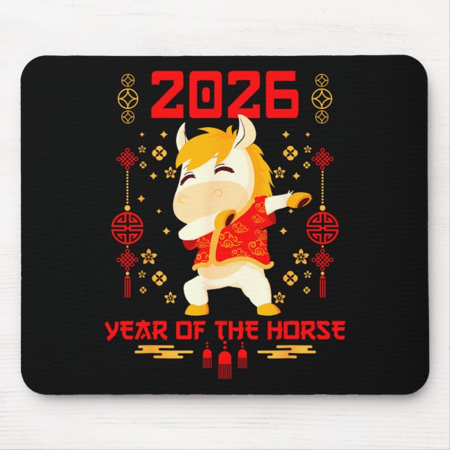 Dabbing Horse Chinese New Year Of The Horse2026  Mouse Pad (Front)
