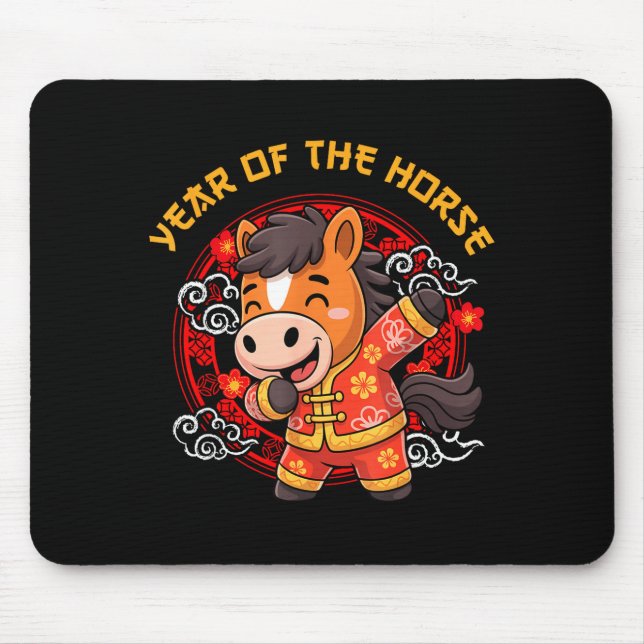 Dabbing Horse Chinese New Year Of The Horse2026  Mouse Pad (Front)