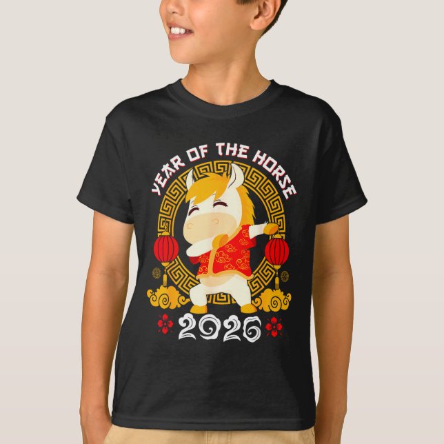 Dabbing Horse Chinese New Year Of The Horse2026  T-Shirt (Front)