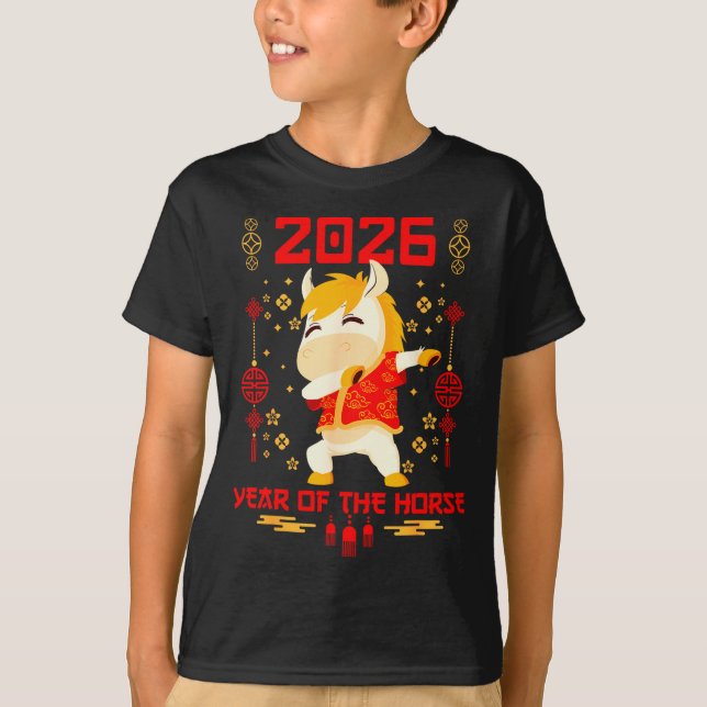 Dabbing Horse Chinese New Year Of The Horse2026  T-Shirt (Front)