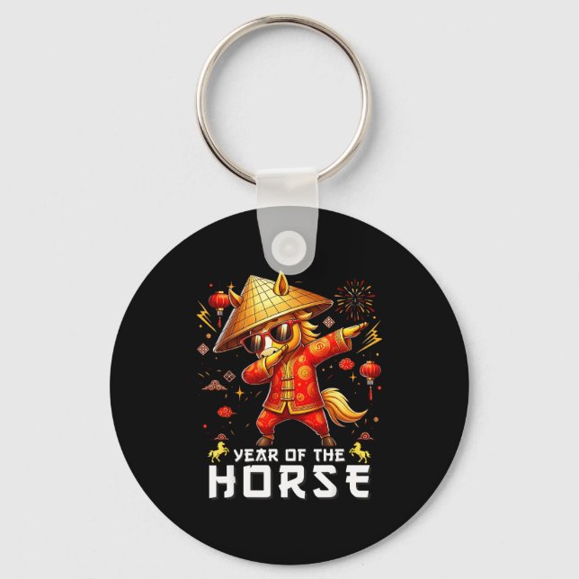 Dabbing Horse Lunar Chinese New Year Of The Horse  Keychain (Front)