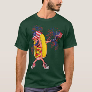 Dabbing Hot Dog 4th Of July Hotdog Merica USA T-Shirt