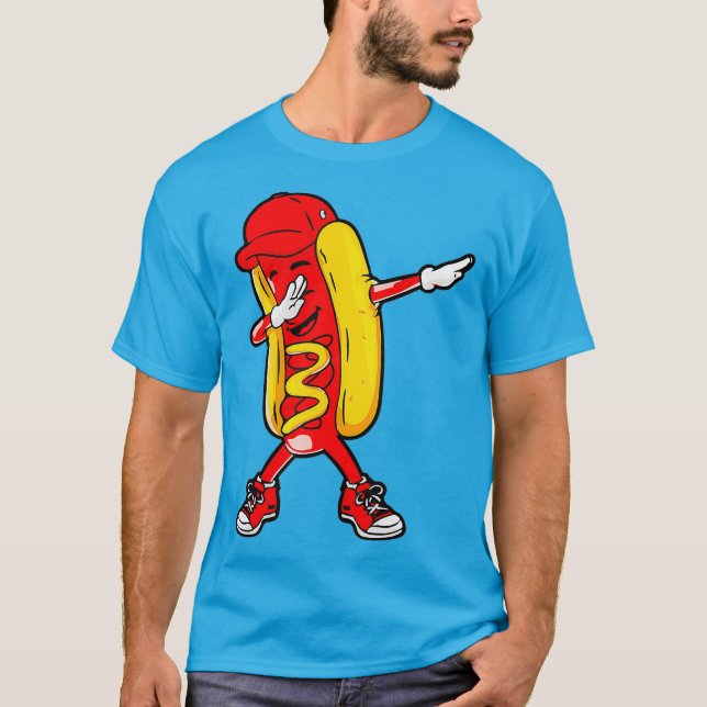 Dabbing Hot Dog Doing Hip Hop Dab Dance Funny T-Shirt (Front)