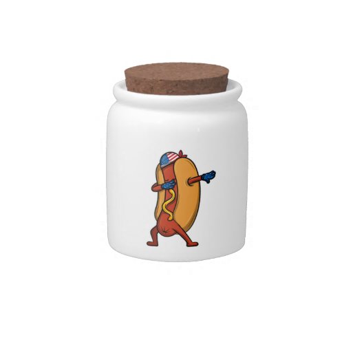 Dabbing Hot Dog Wiener 4th July Independence Day Candy Jar