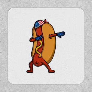 Dabbing Hot Dog Wiener 4th July Independence Day Patch