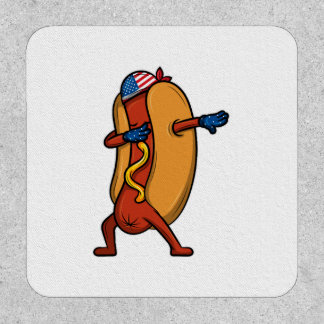 Dabbing Hot Dog Wiener 4th July Independence Day Patch