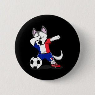 Dabbing Husky Dog France Soccer Fans Jersey French Button