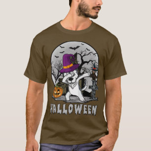 Dabbing Husky Dog Witch Hat Funny Dog Halloween Co T-Shirt